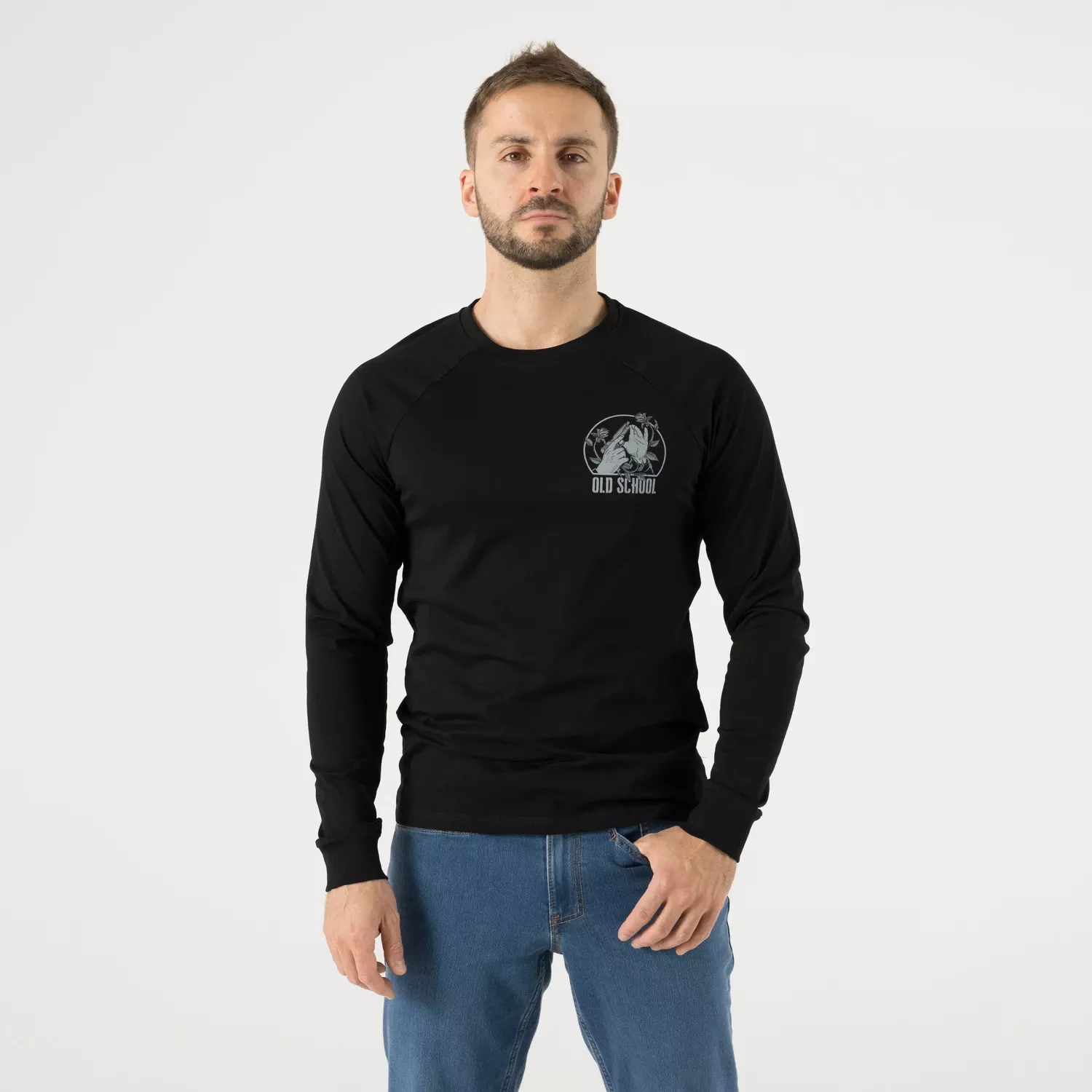 Футболка Helikon-Tex Old School с длинным рукавом — мужской лонгслив из хлопка с принтом