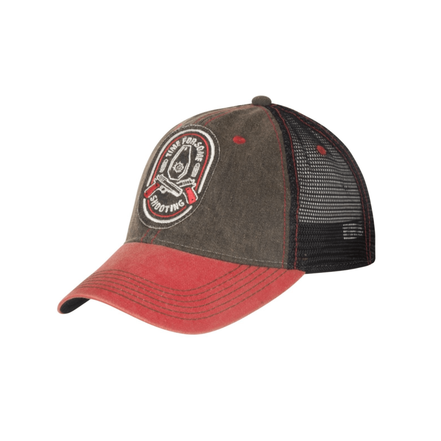 Бейсболка SHOOTING TIME TRUCKER Helikon, цвет  DIRTY WASHED BLACK / DIRTY WASHED RED C
